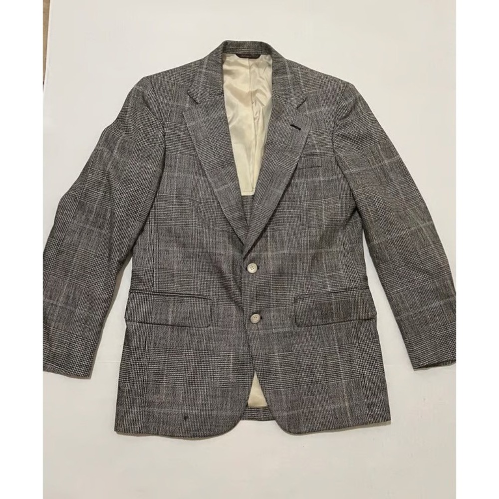 Vintage Cricketeer Tweed Blazer Mens 38 R Black White Sport Coat USA MB458